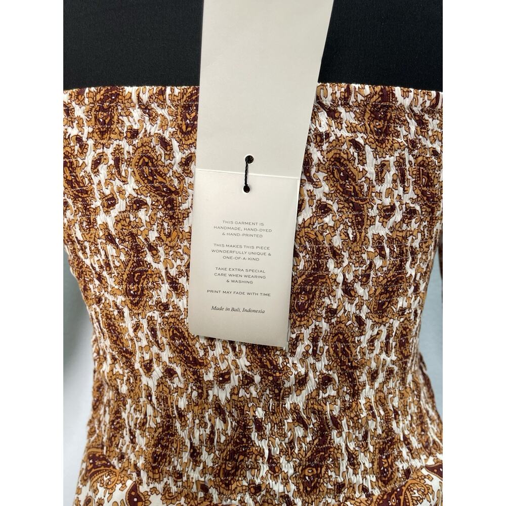 NWT Faithfull The Brand Juniper Paisley Midi Dress Puff Sleeve Sweetheart Size 6 - Picture 7 of 10